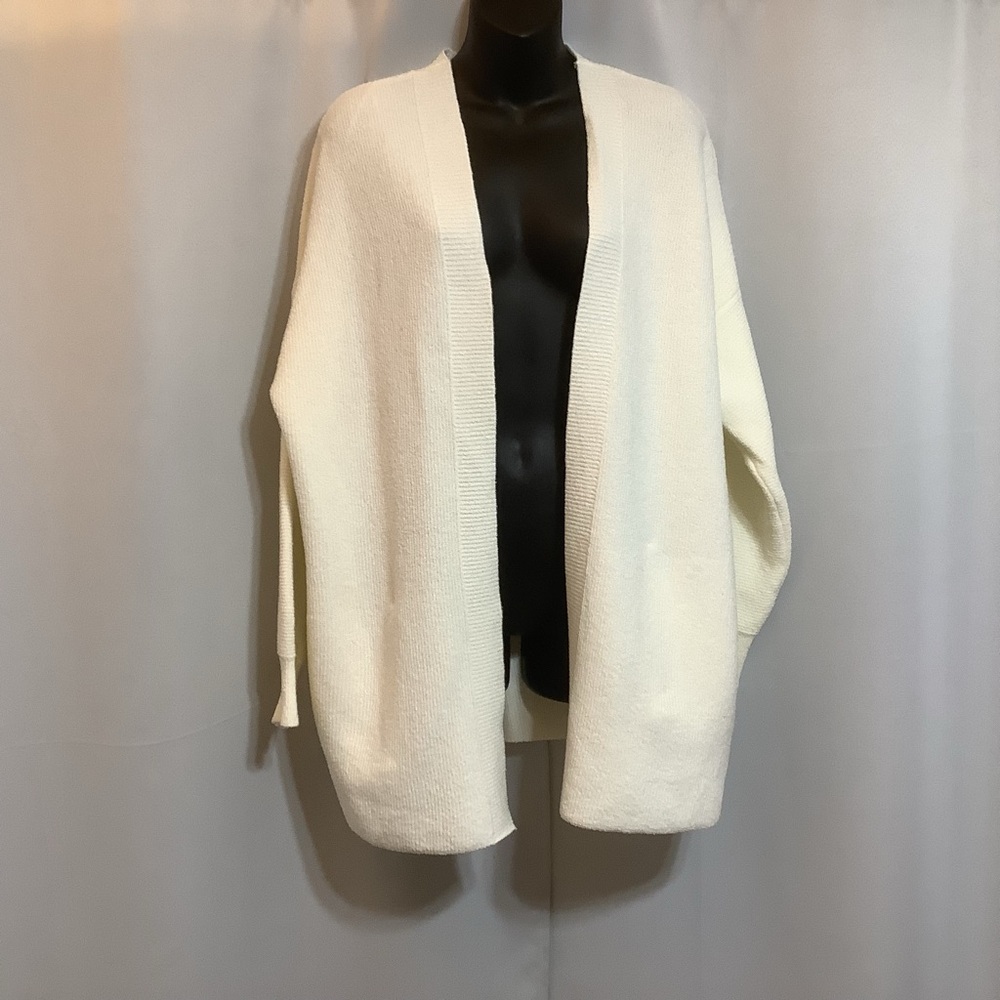 Devoted Cardigan Women’s Size Medium Open Front Knit Pockets Cream